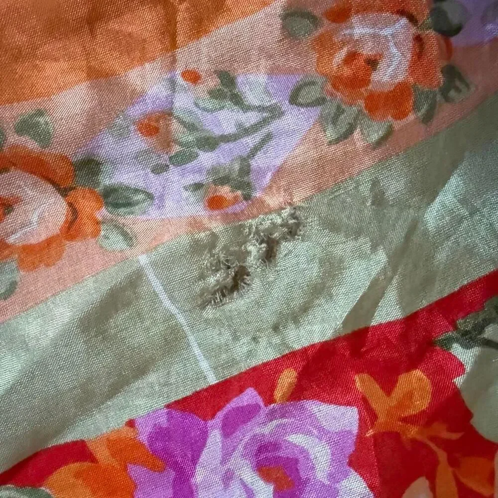 Women's Floral, Orang Scarf- 100% Silk